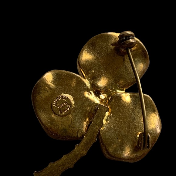 Vintage Made in West Germany Blue Flower Rhinestone Crystal Floral Brooch Pin - Picture 5 of 5